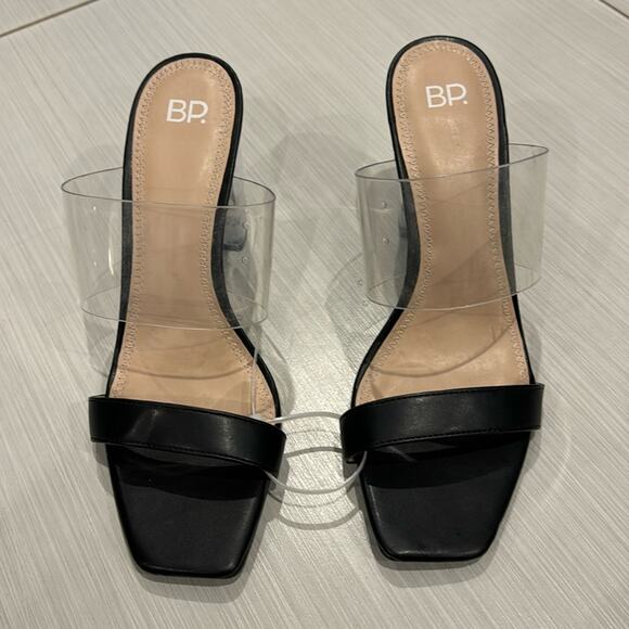BP Naomi Clear Block Heel Sandals in Black/ Clear Straps. - Picture 4 of 10